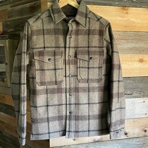 Filson Plaid Shirt Jacket in Brown and Gray